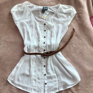 Sheer white cami, belt included